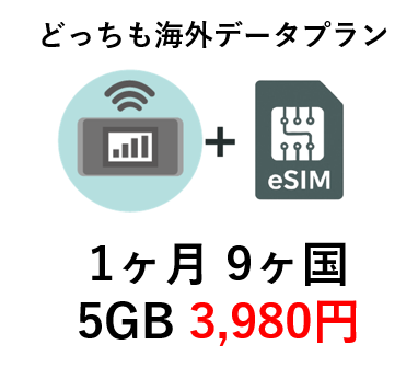 どっちも海外データプラン：eSIMとWi-Fi 両方使える！